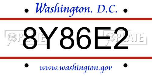 8Y86E2 District Of Columbia License Plate