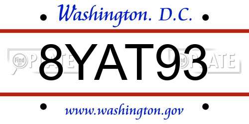 8YAT93 District Of Columbia License Plate
