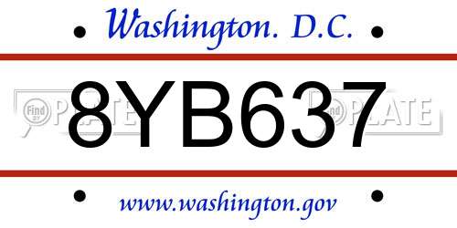 8YB637 District Of Columbia License Plate