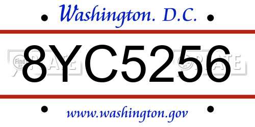 8YC5256 District Of Columbia License Plate