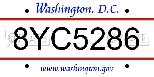 8YC5286 District Of Columbia License Plate