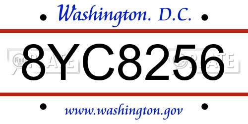 8YC8256 District Of Columbia License Plate