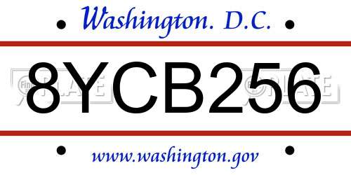 8YCB256 District Of Columbia License Plate