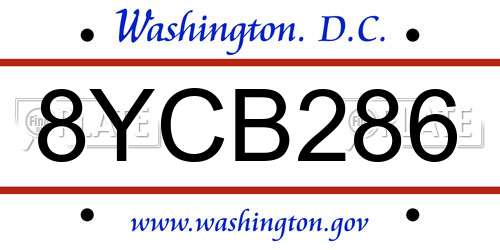 8YCB286 District Of Columbia License Plate