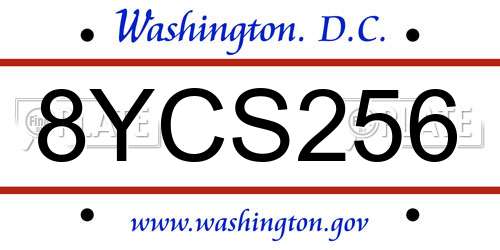 8YCS256 District Of Columbia License Plate