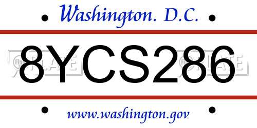 8YCS286 District Of Columbia License Plate
