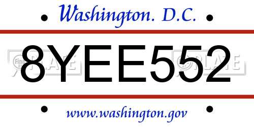 8YEE552 District Of Columbia License Plate