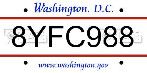 8YFC988 District Of Columbia License Plate