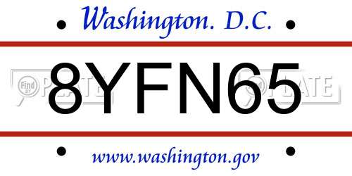 8YFN65 District Of Columbia License Plate