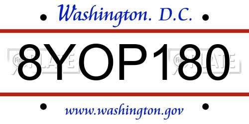 8YOP180 District Of Columbia License Plate