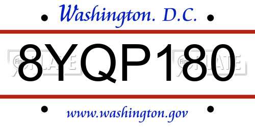 8YQP180 District Of Columbia License Plate