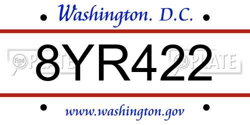 8YR422 District Of Columbia License Plate