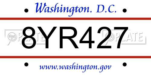 8YR427 District Of Columbia License Plate