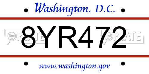 8YR472 District Of Columbia License Plate