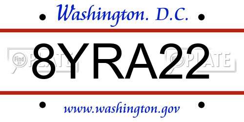 8YRA22 District Of Columbia License Plate