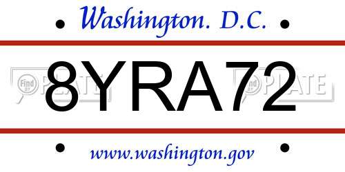 8YRA72 District Of Columbia License Plate