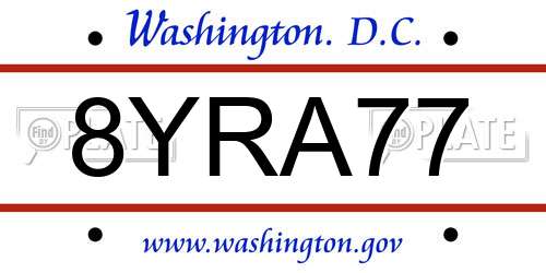 8YRA77 District Of Columbia License Plate
