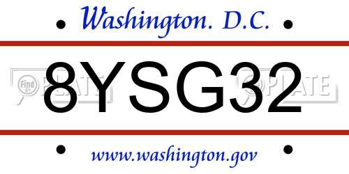 8YSG32 District Of Columbia License Plate