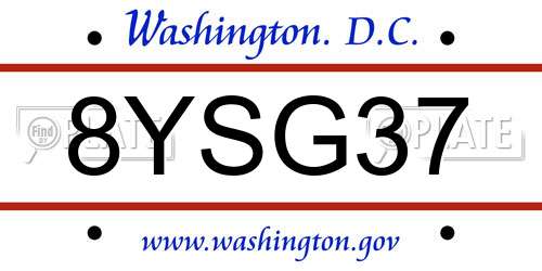 8YSG37 District Of Columbia License Plate