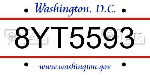 8YT5593 District Of Columbia License Plate
