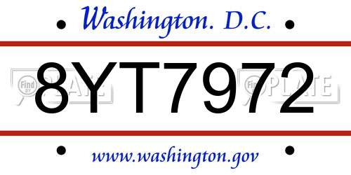 8YT7972 District Of Columbia License Plate