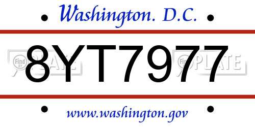 8YT7977 District Of Columbia License Plate