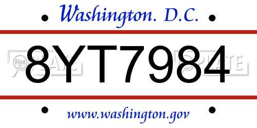 8YT7984 District Of Columbia License Plate