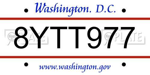 8YTT977 District Of Columbia License Plate