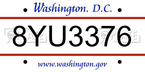 8YU3376 District Of Columbia License Plate