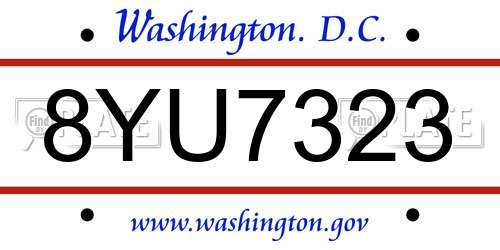 8YU7323 District Of Columbia License Plate