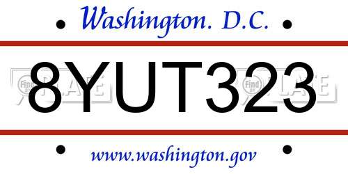 8YUT323 District Of Columbia License Plate