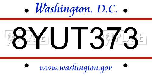 8YUT373 District Of Columbia License Plate
