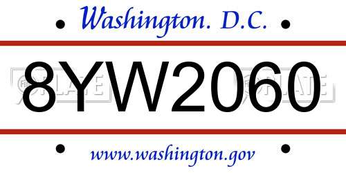 8YW2060 District Of Columbia License Plate