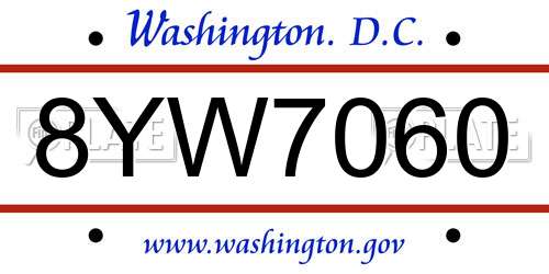 8YW7060 District Of Columbia License Plate