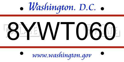 8YWT060 District Of Columbia License Plate