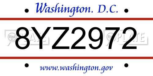 8YZ2972 District Of Columbia License Plate