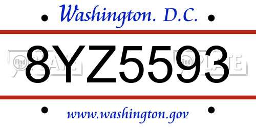 8YZ5593 District Of Columbia License Plate