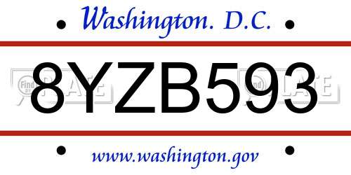 8YZB593 District Of Columbia License Plate