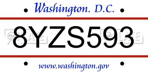8YZS593 District Of Columbia License Plate