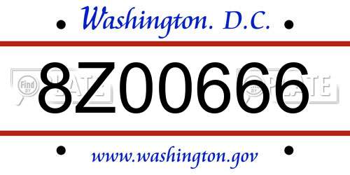 8Z00666 District Of Columbia License Plate