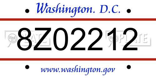 8Z02212 District Of Columbia License Plate