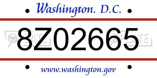 8Z02665 District Of Columbia License Plate