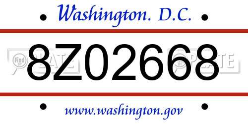 8Z02668 District Of Columbia License Plate