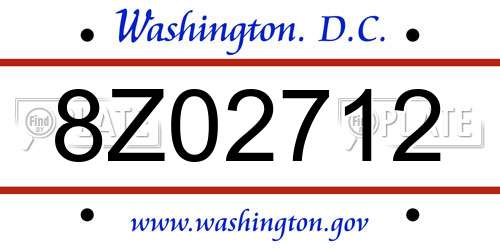 8Z02712 District Of Columbia License Plate