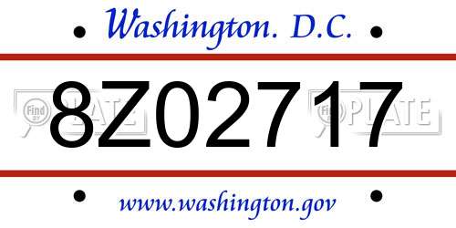 8Z02717 District Of Columbia License Plate