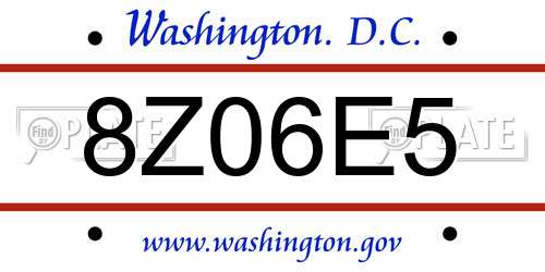 8Z06E5 District Of Columbia License Plate