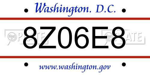 8Z06E8 District Of Columbia License Plate