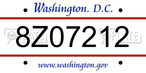 8Z07212 District Of Columbia License Plate