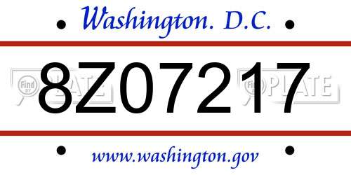 8Z07217 District Of Columbia License Plate