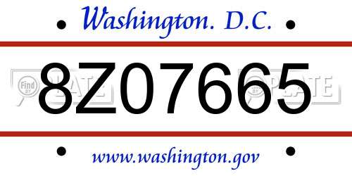8Z07665 District Of Columbia License Plate